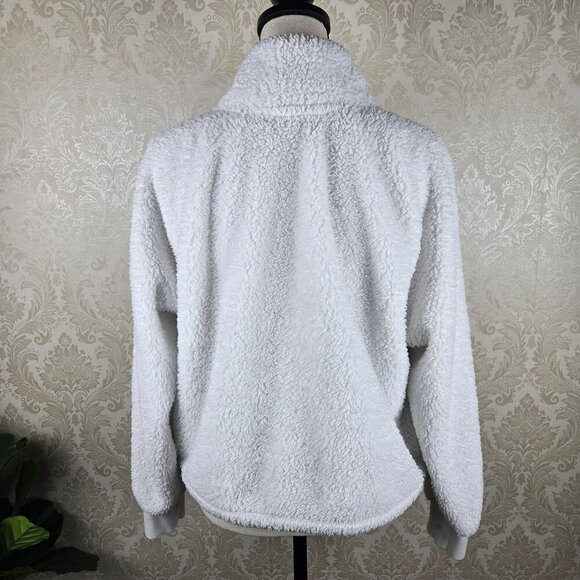 Calvin Klein Performance Size XL White Sherpa 1/4 Zip Pullover Cropped Waist - Picture 7 of 12
